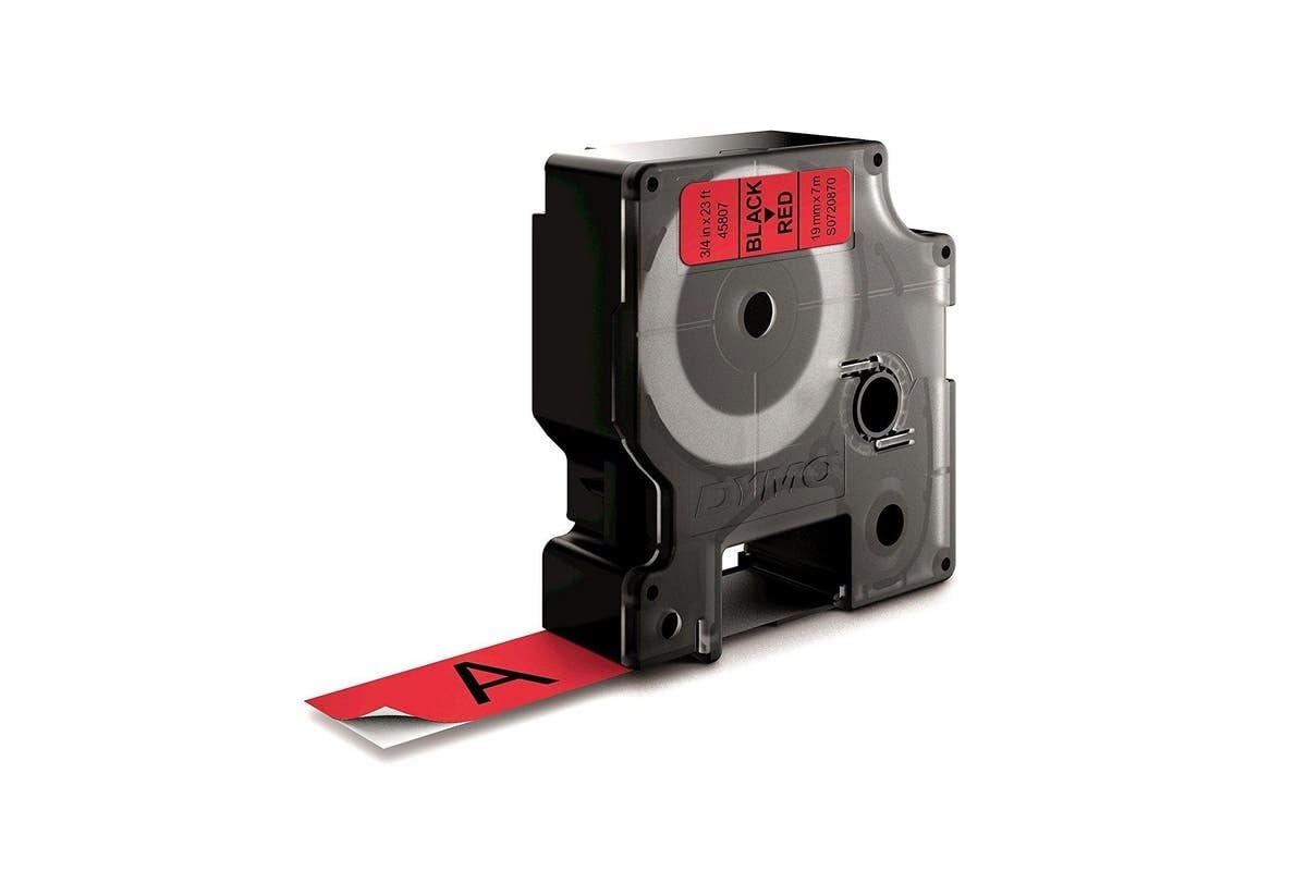 Dymo D1 Standard Labelling Tape 19mm x 7m - Black on Red