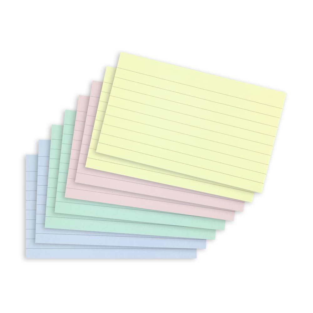 SUMMIT Flash Cards, Lined Revision Cards, Pastel Assorted, 7.5 x 12.5cm, 400 Pack