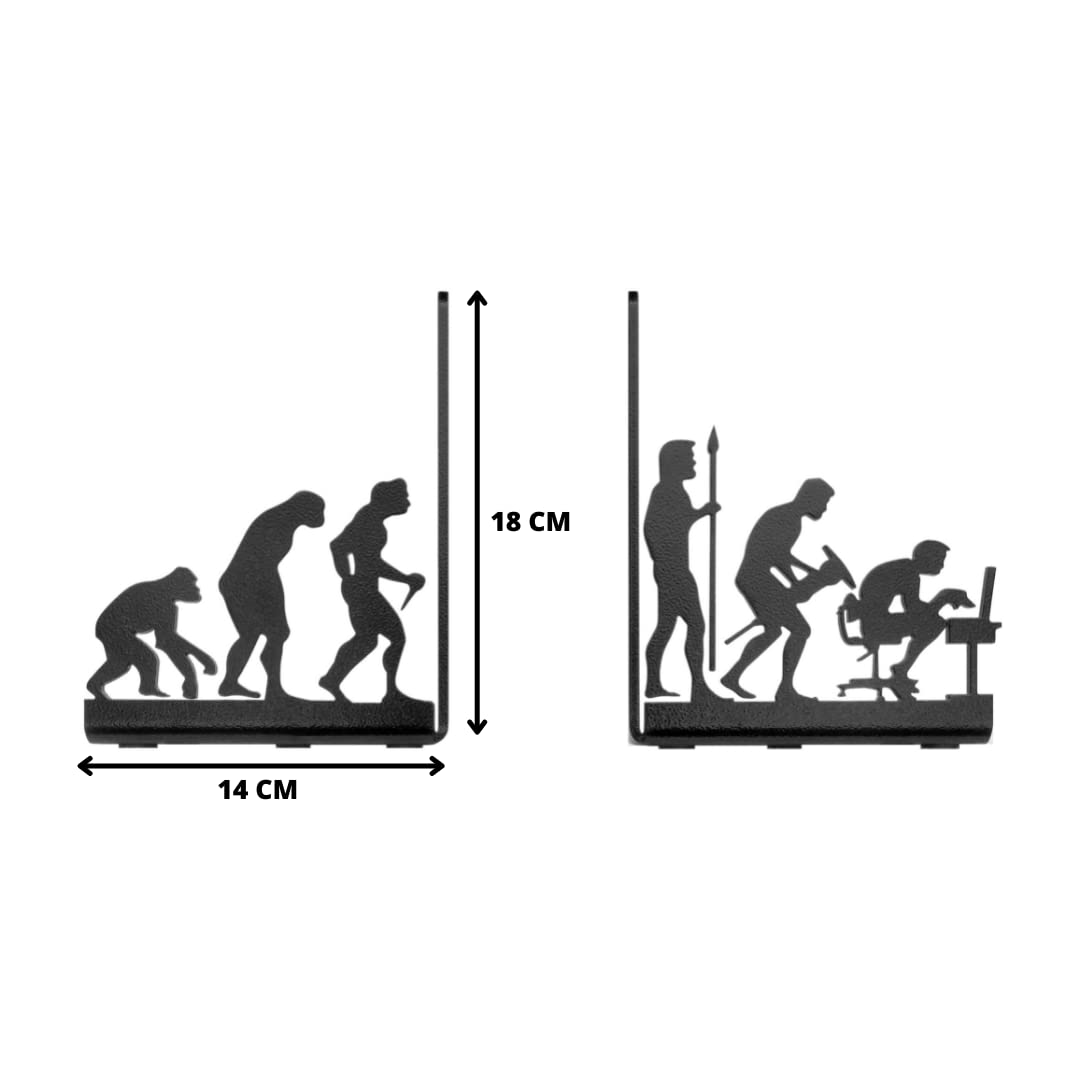 HeavenlyKraft Human Evolution Decorative Metal Bookends for Heavy Books and Library
