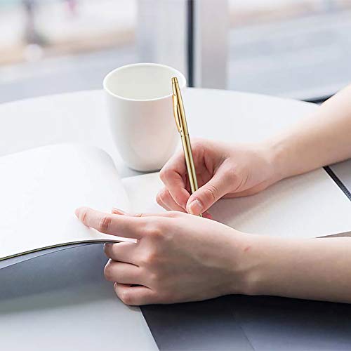 Unibene 18 Pack Slim Gold Ballpoint Pens Black Ink 1 mm - Black ink, Nice Gift for Business Office