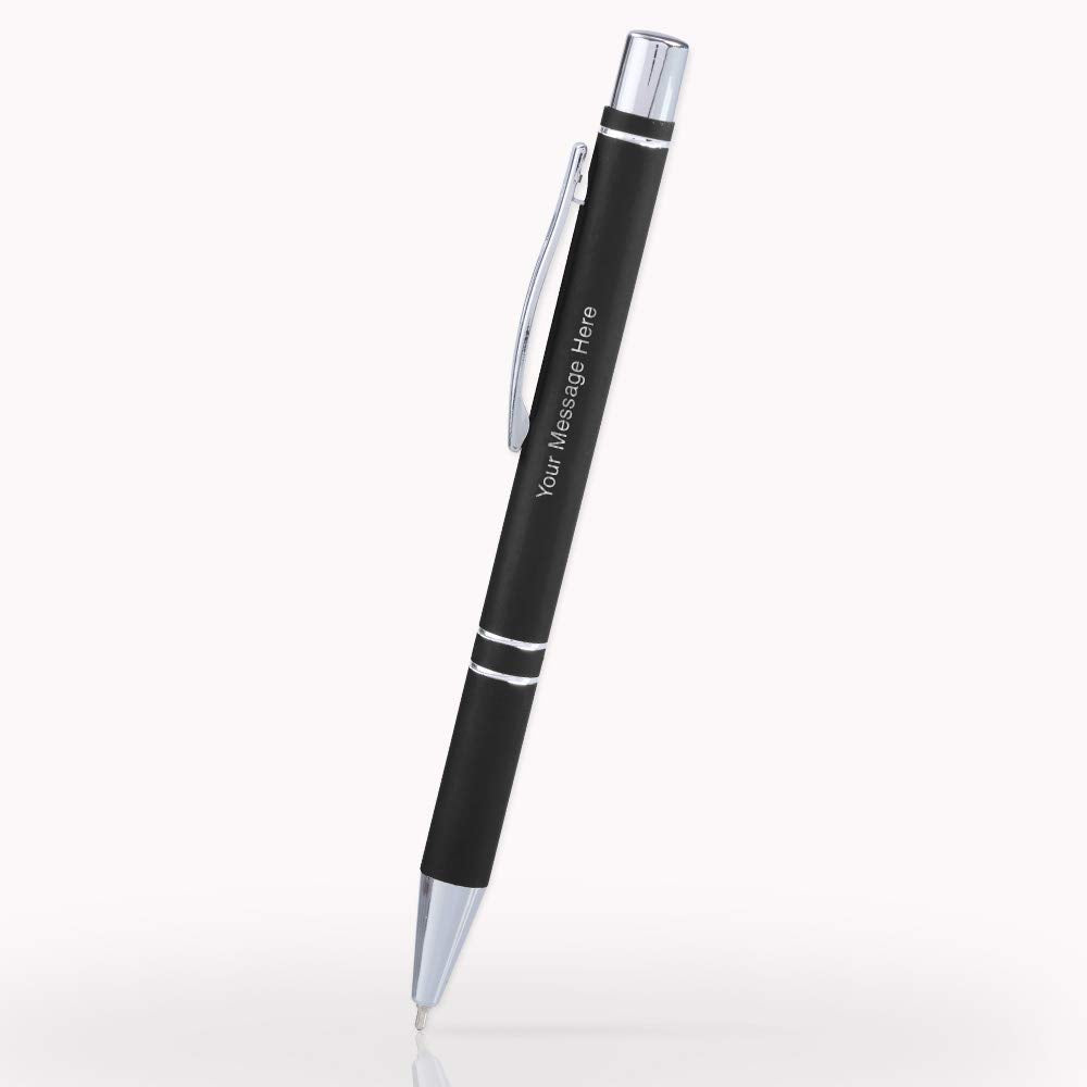 5 Custom Laser-Engraved Metal Ballpoint Gel Ink Pens - Free Personalization - Great for Birthdays