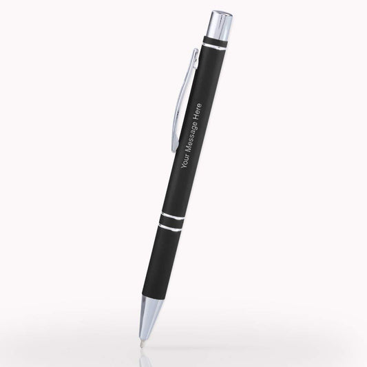 5 Custom Laser-Engraved Metal Ballpoint Gel Ink Pens - Free Personalization - Great for Birthdays