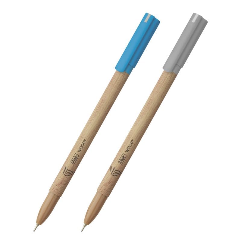 FLAIR Woody 0.7 mm Ball Pen Combo Pack | Attractive Woody Design | 10 Pcs Blue Ink & 10 Pcs Black