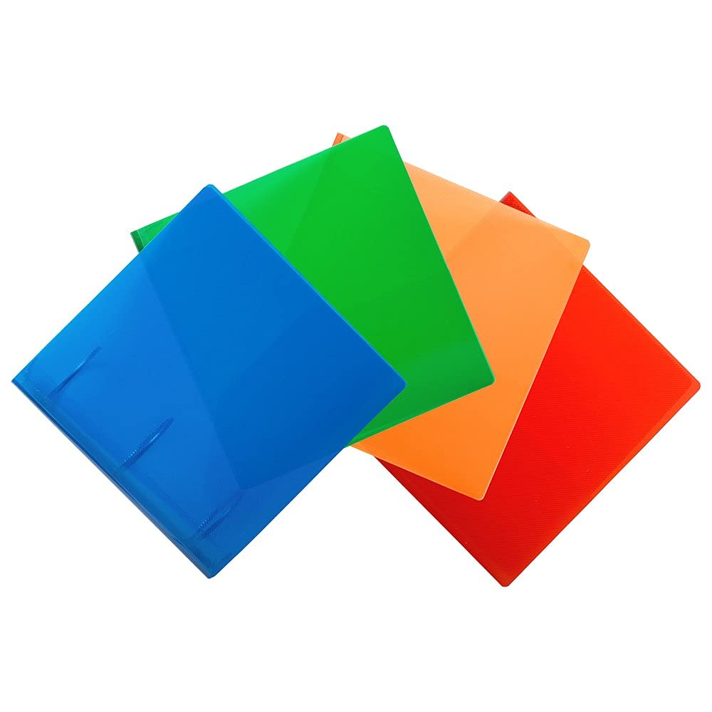JAM PAPER Plastic 3 inch Binders - Assorted 3 Ring Binders (Red, Blue, Green & Orange) - 4/Pack