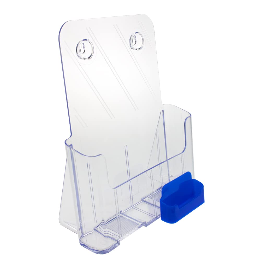 Source One Large Brochure Holder 8.5 x 11 Inches with Business Card Holder (1 Pack, Blue)
