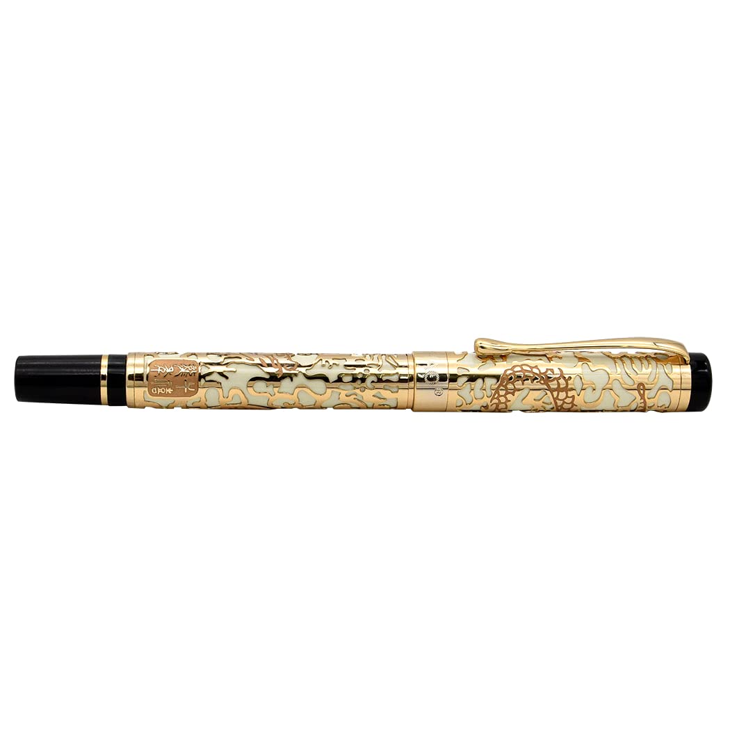 zoohot Jinhao Dragon Pen Fine Nib Fountain Pen with Converter and Box Set (Apricot)
