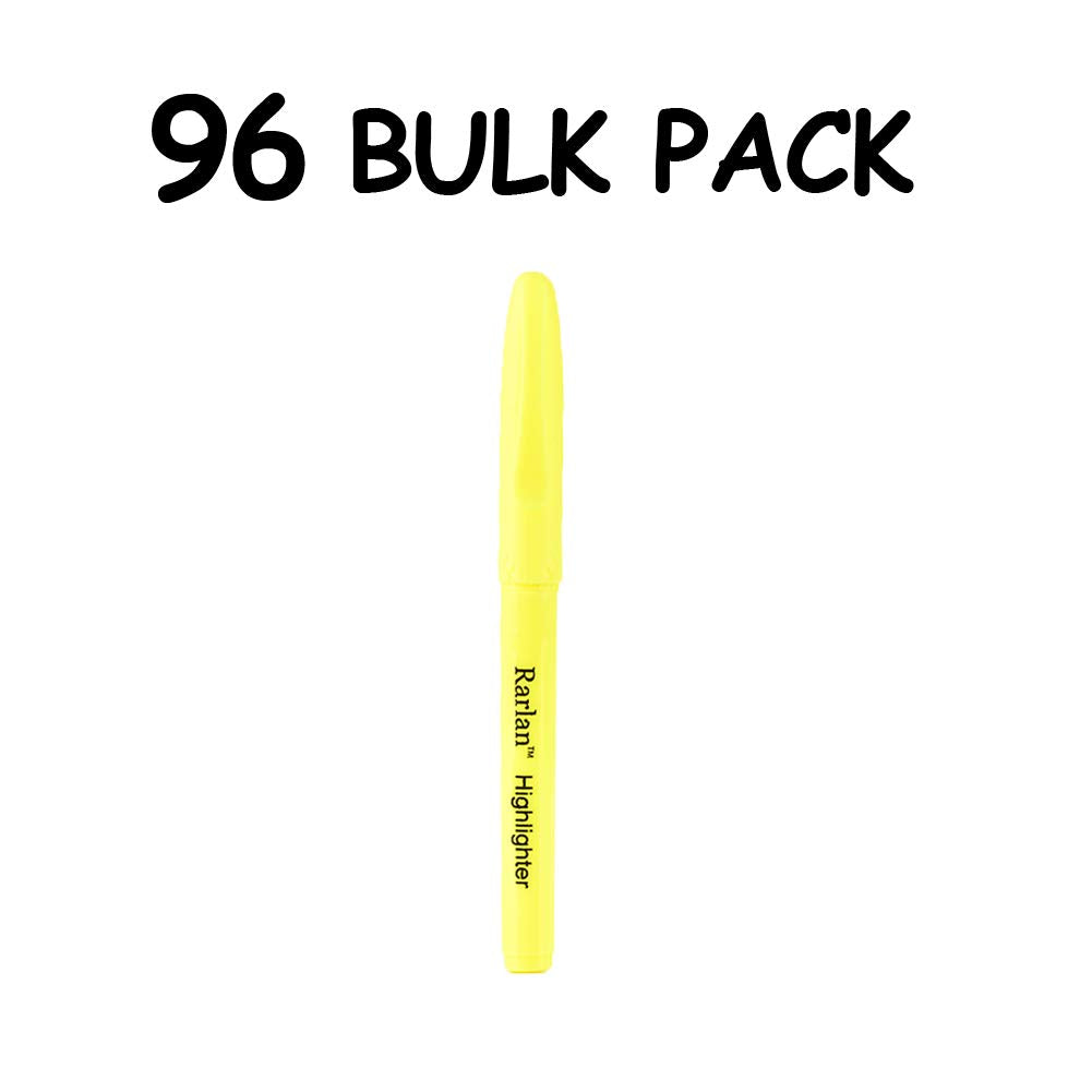 Rarlan Fluorescent Yellow Highlighters, Chisel Tip, 96 Count Bulk Pack