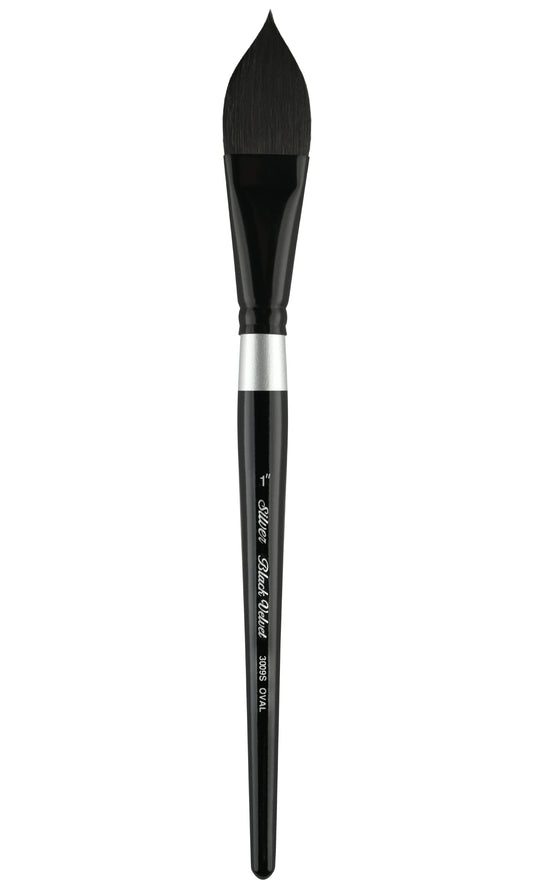 Silver Brush Limited Black Velvet Oval Wash Watercolor Brush, Size 1 in