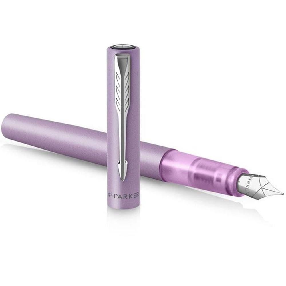 Parker Vector XL Fountain Pen | Metallic Lilac Lacquer on Brass | Medium Nib with Blue Ink Refill |