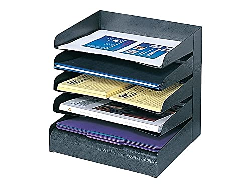 Safco 3127BL Steel Desk Organizer Tray Sorter with 5 Shelves, Black