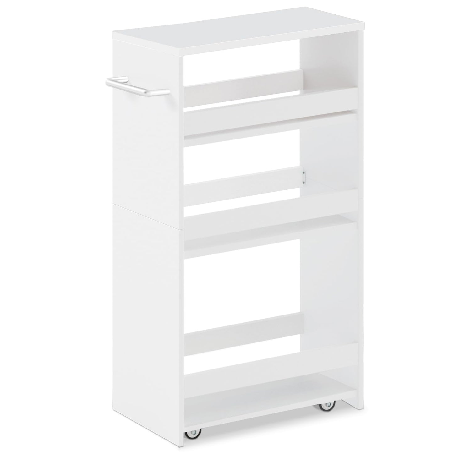 MARTY Slim Rolling Storage Cart, Wood Utility Kitchen Bathroom Laundry Cart