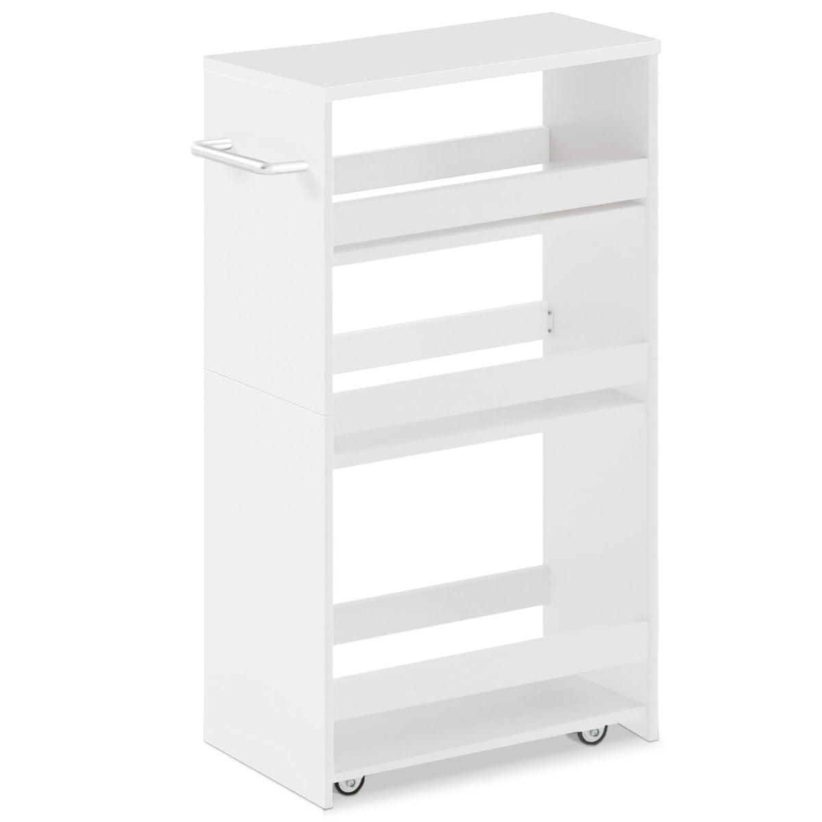 MARTY Slim Rolling Storage Cart, Wood Utility Kitchen Bathroom Laundry Cart