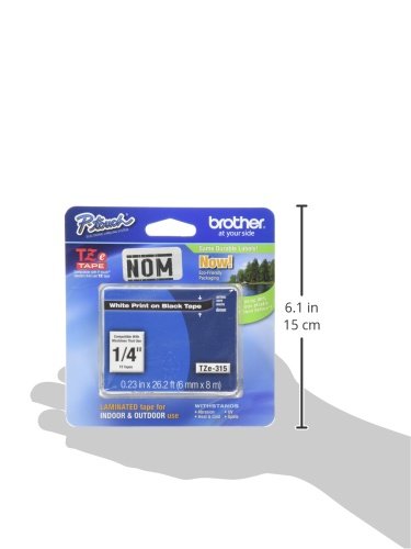 Brother Genuine P-Touch TZE-315 Tape, 1/4" (0.23") Wide Standard Laminated Tape, White on Black