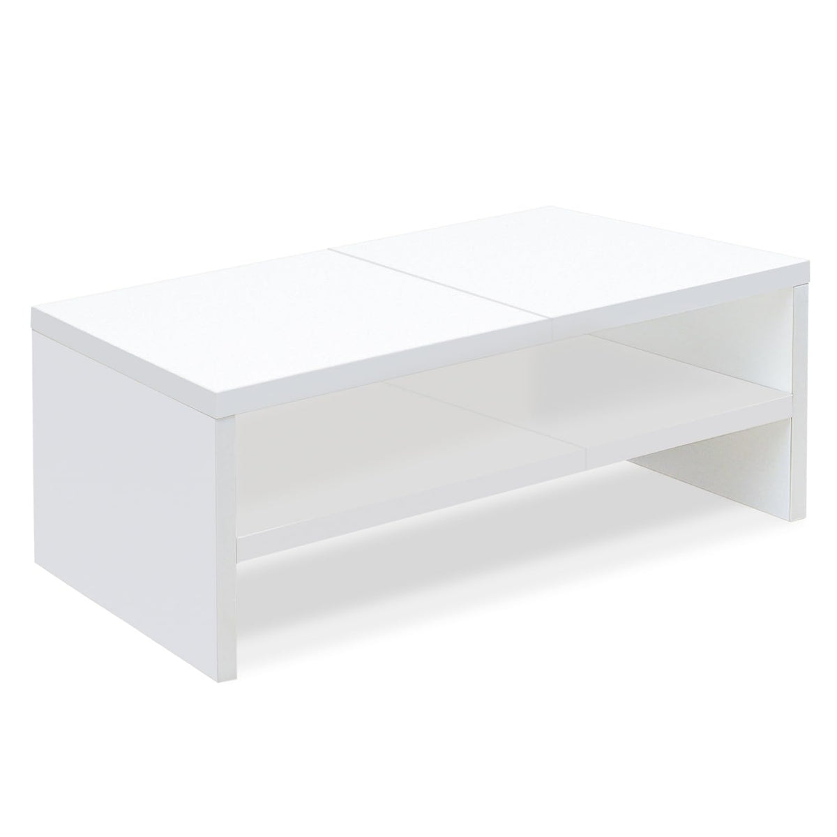 TEAMIX 20 inch White Monitor Riser Stand - 2 Tiers, Wood Desktop Bookshelf