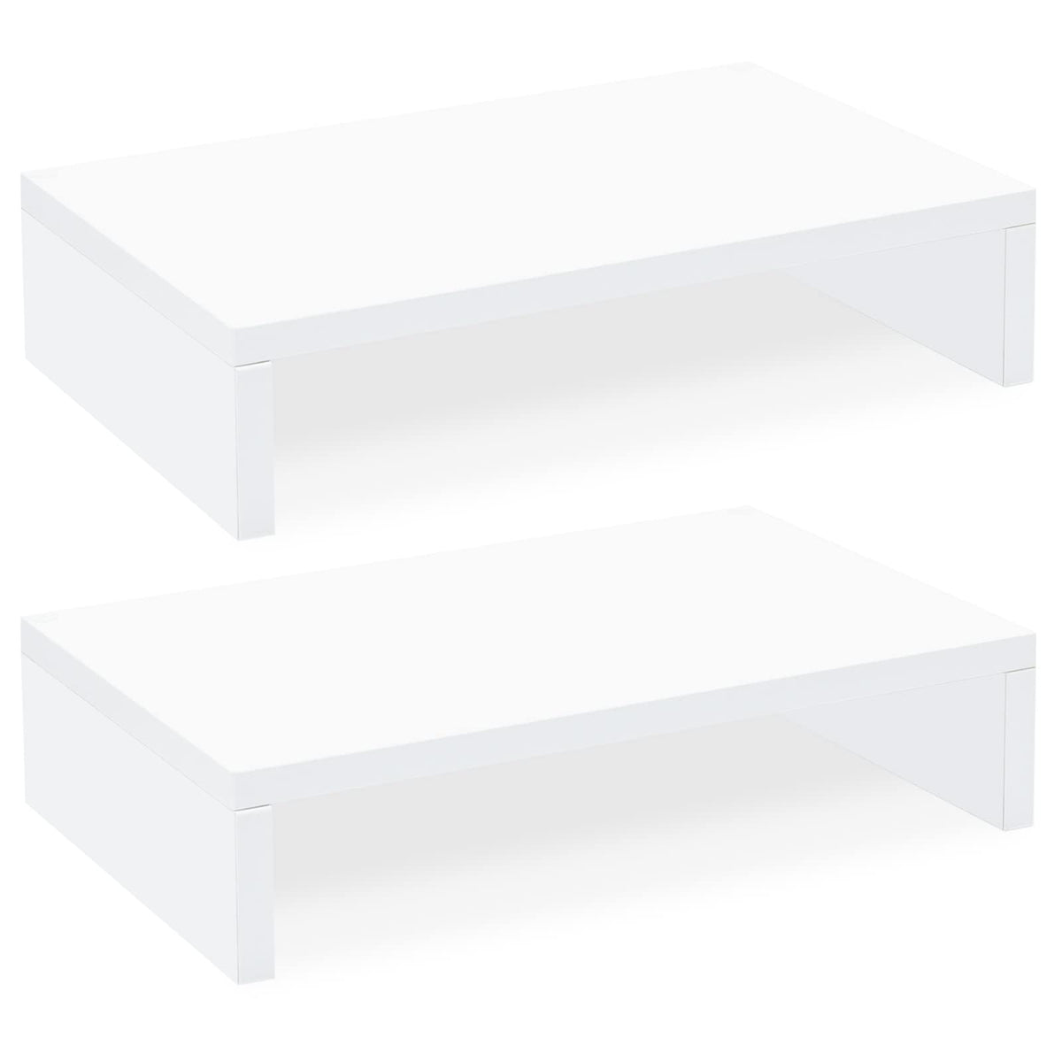 TEAMIX White Monitor Stand Riser, 2 Pack Wood