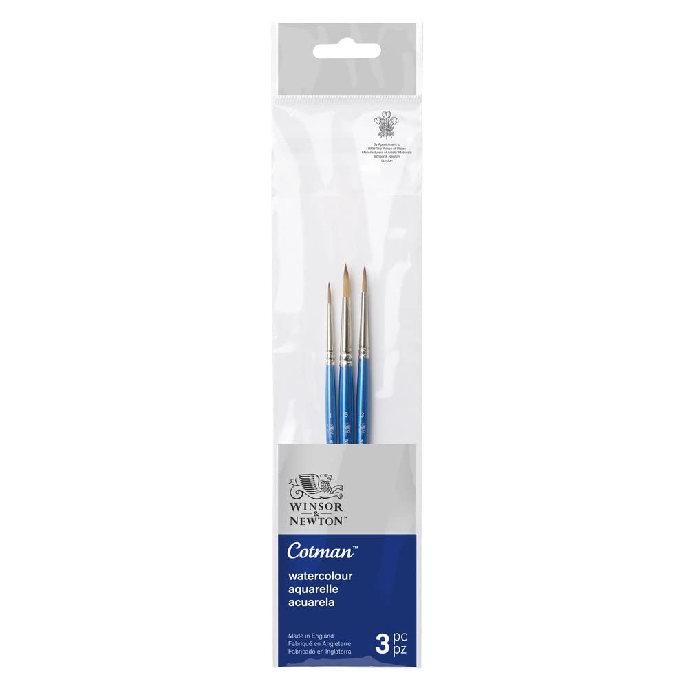 Winsor & Newton Cotman Watercolour Brush Pack, Short Handle, 3 pack, #1