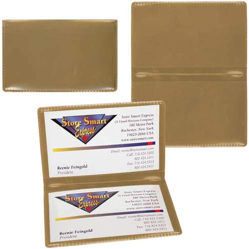 STORE SMART - Metallic Gold Folding Business Card Holders - 20 Pack - Polypropylene Plastic