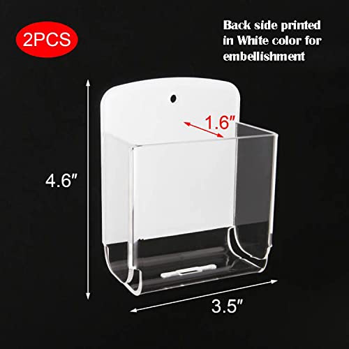 Cosmos Pack of 2 Acrylic Remote Control Holder Adhesive Wall Mount Phone Holder Wall Mount