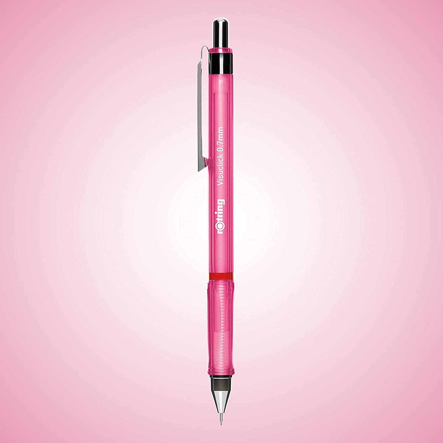 rOtring Visuclick Mechanical Pencil | 0.7 mm | 2B Lead | Lively Pink Barrel | 12 Count