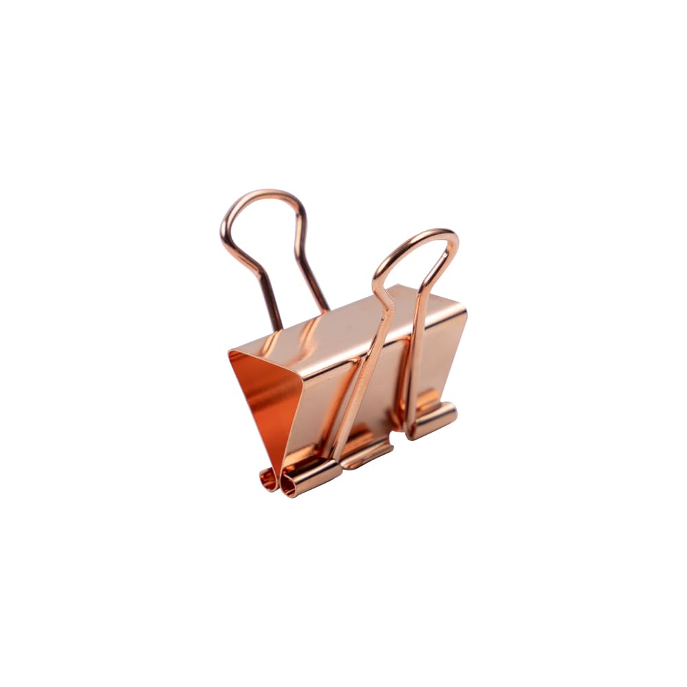 JAM PAPER Colorful Binder Clips - Medium - 1 1/4 Inch (32 mm) - Rose Gold Binderclips - 15/Pack