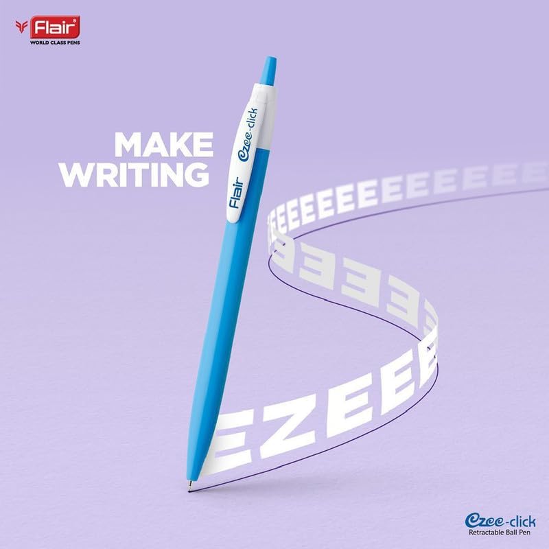 Flair Ezee Click Ball Pen Pouch Pack | 0.7 to 1 mm Tip Size | Retractable Mechanism with