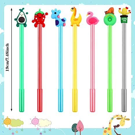 SANNIX 100 Pieces Cartoon Cute Pens Gel Ink RollerBall Pens Bulk Assorted