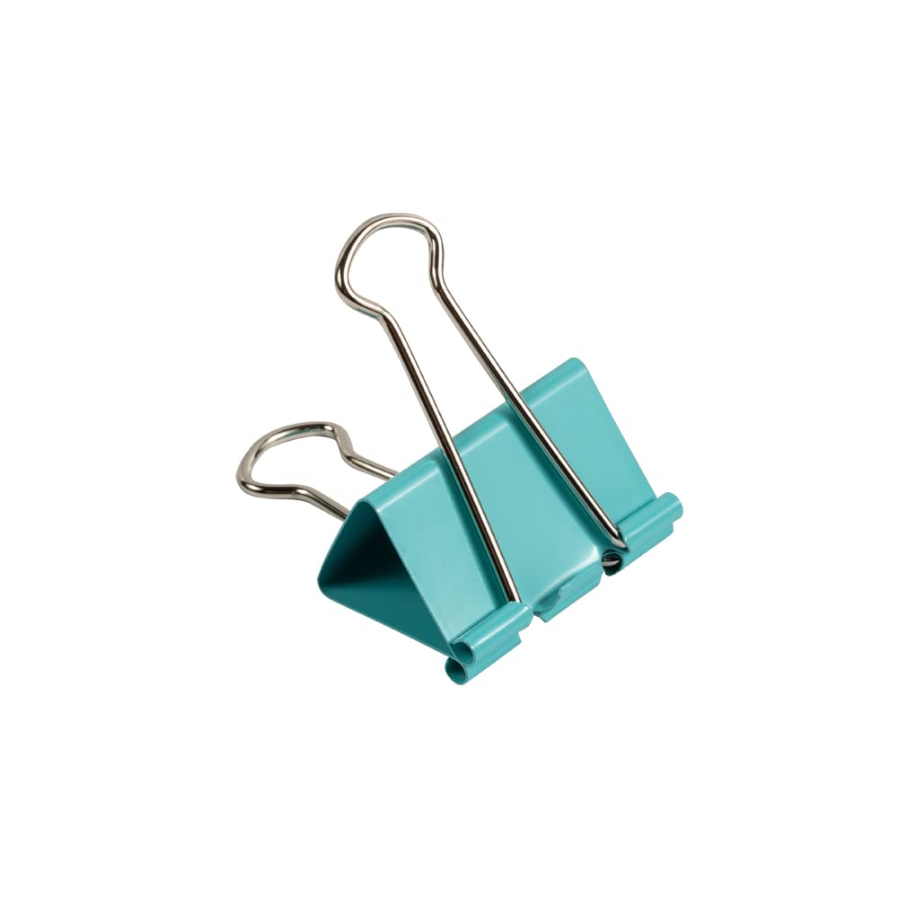 JAM PAPER Colorful Binder Clips - Large - 1 1/2 Inch (41 mm) - Teal Binderclips - 12/Pack