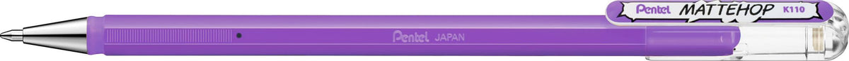 Pentel Mattehop K110V 1.0mm High Density Matte Finish Gel Rollerball Pen - Light Purple (Pack of 12)