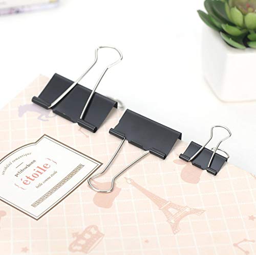 Zoohot Binder Clips Paper Clamps Assorted Sizes 48 Count, 41mm, 32mm, 25mm, 19mm (Black)