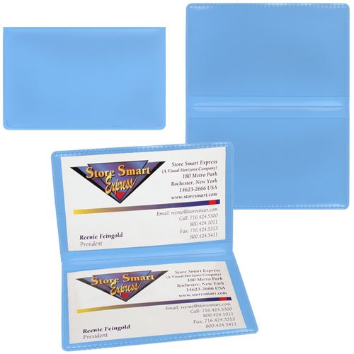 StoreSMART - Powder Blue Folding Business Card Holders - 25 Pack - Polypropylene Plastic