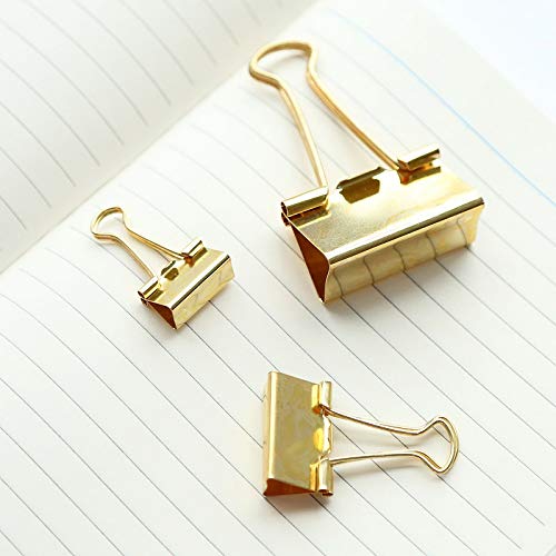 Zoohot Binder Clips Paper Clamps Assorted Sizes 45 Count, X Large, Medium, Small, X Small (Gold)