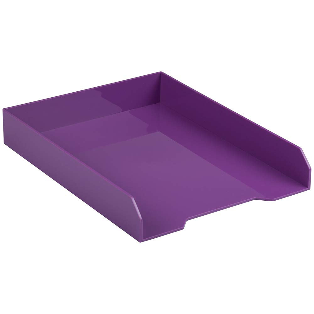 JAM PAPER Stackable Paper Trays - Purple - Desktop Document, Letter, & File Organizer Tray - Sold