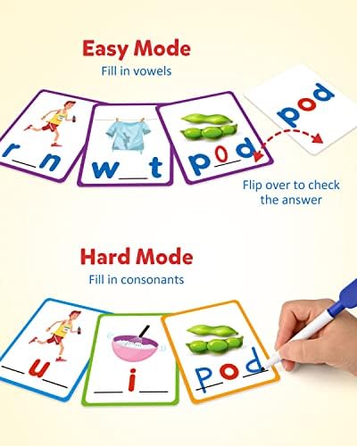 Coogam CVC Sight Words Flashcards, Short Vowel Spelling Game, Preschool Kids Learning Sight Words