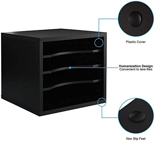 FITUEYES Wood Desk Paper Organizer for Home Office, Black