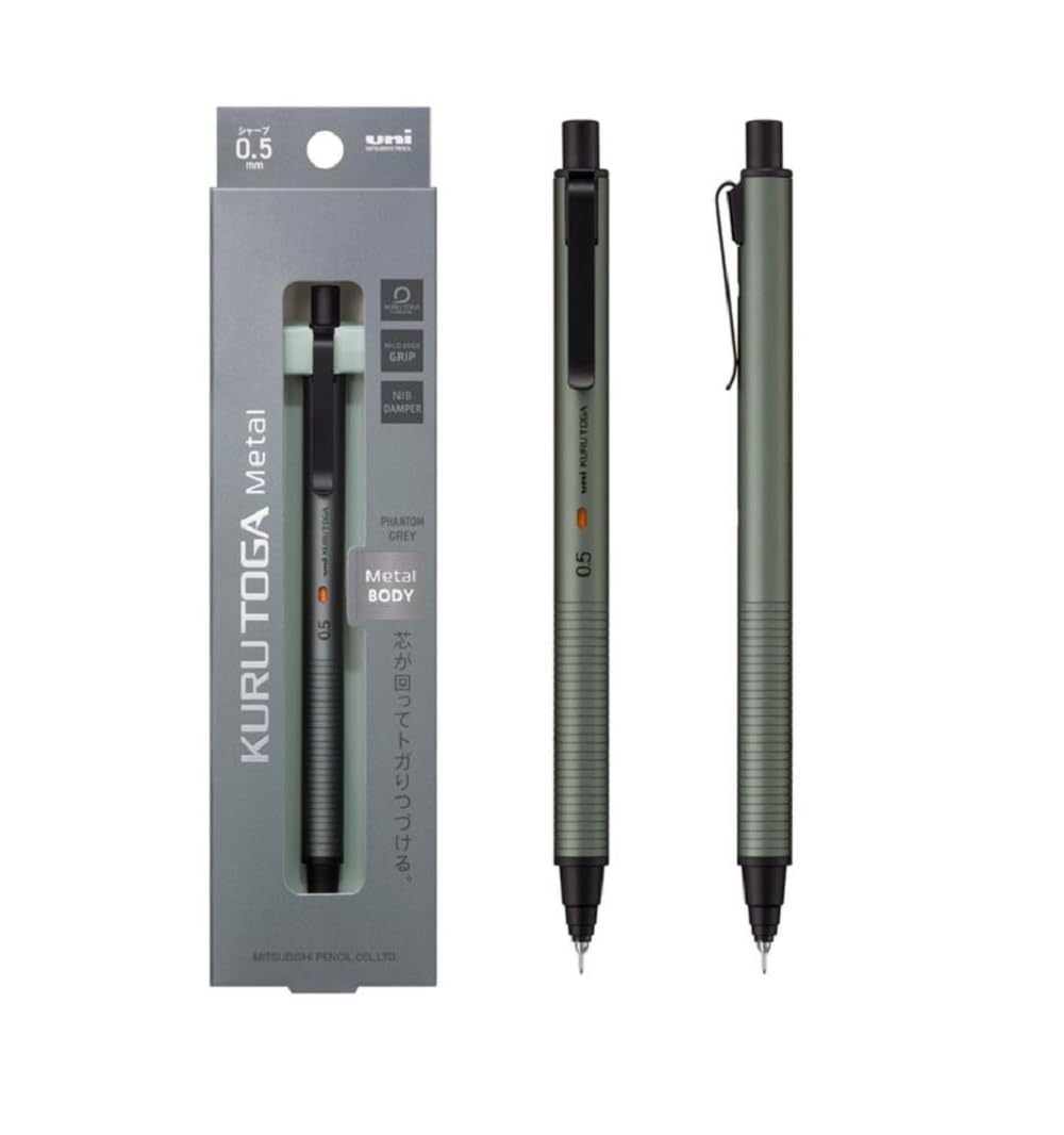 KURUTOGA Mitsubishi Pencil Mechanical Pencil Metal 0.5mm Phantom Gray M5KH1P.23 With Original
