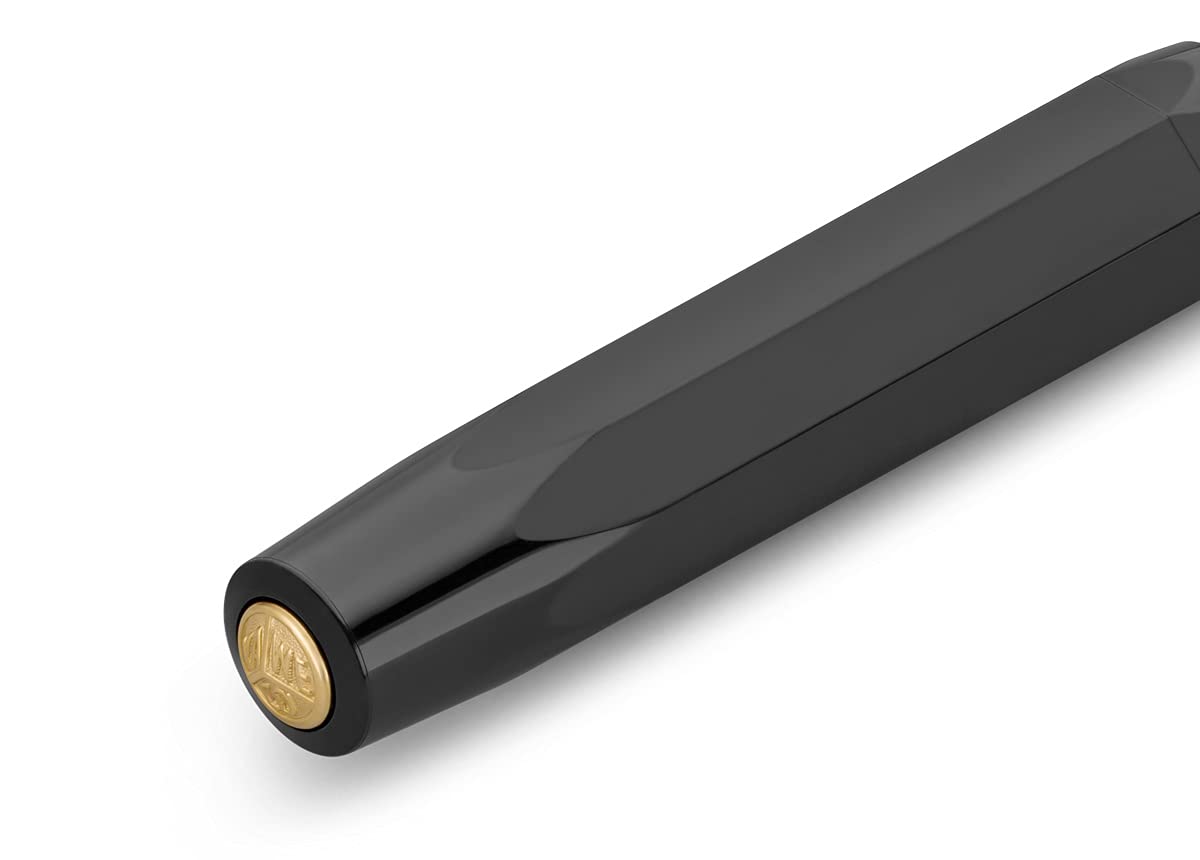 Kaweco CLASSIC SPORT Fountain Pen Black with 23 Carat Gold-Plated Steel Nib and Iridium Tip for Ink