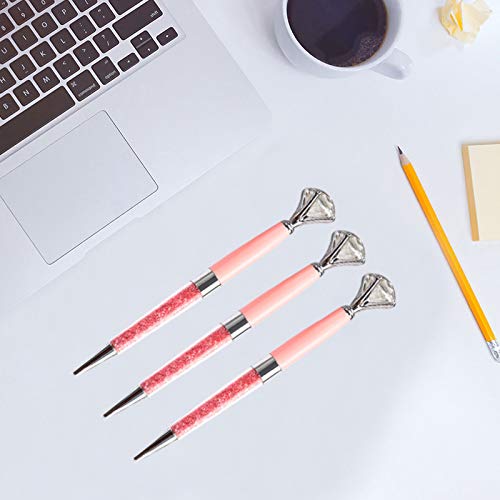 U Scinan 3Pcs Big Diamond Pen Crystal Metal Ballpoint Pens 0.5mm Black Ink Advertising Gif Pen