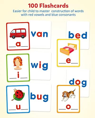 Coogam CVC Sight Words Flashcards, Short Vowel Spelling Game, Preschool Kids Learning Sight Words