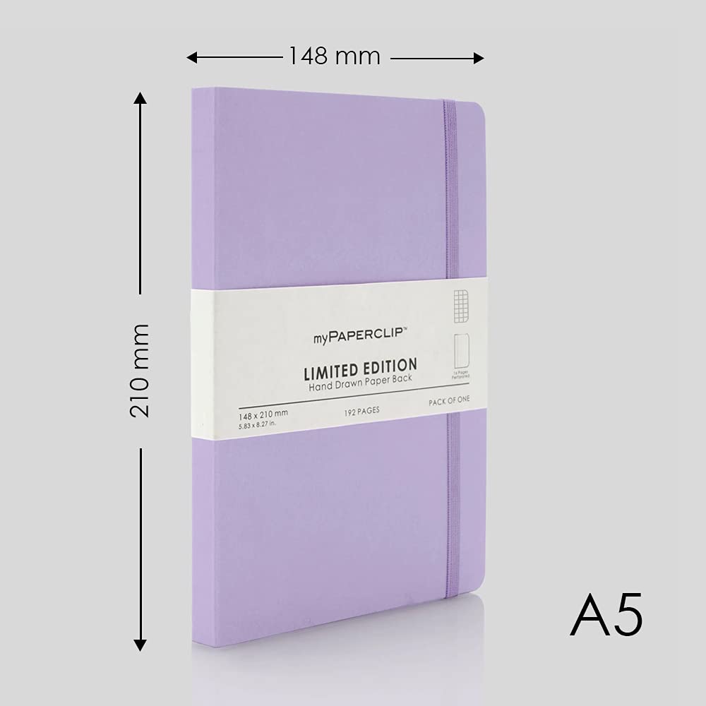 myPAPERCLIP Limited Edition A5 Checks/Square Grid Notebook | 192 Pages, 100 GSM, Soft Cover, A5