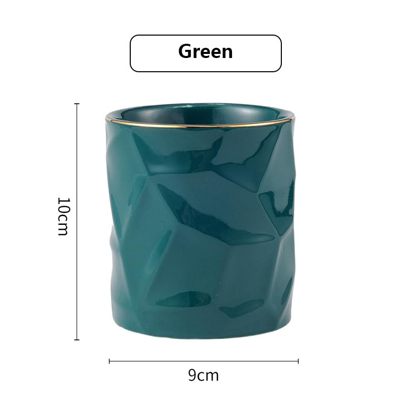 SIEBOLD Gold pencil cup Sturdy metal frame with white ceramic pen holder For desks and kitchen