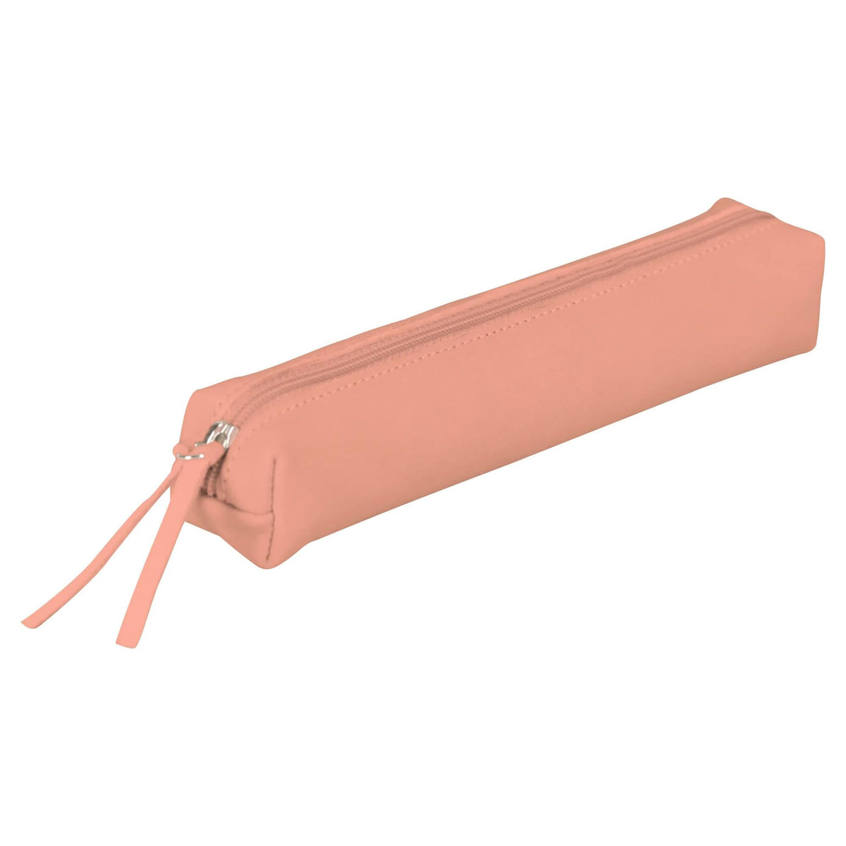 Clairefontaine - Coral Pink Slim Leather Pencil Case - 19.5 x 2.5 x 4cm, Genuine Lambskin Leather