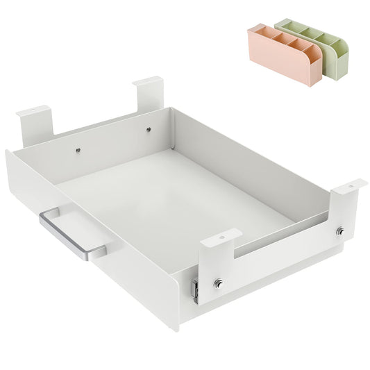 GOME Under Desk Pull-Out Drawer - Storage Organizer Office Mounted, Easy Slide-Out Pencil Drawer