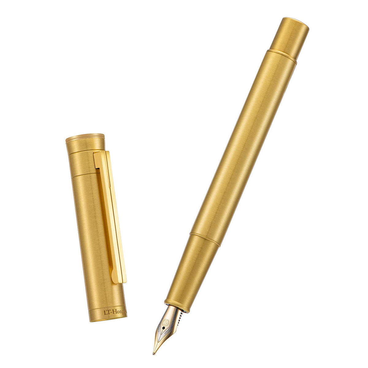 Hongdian Raw Brass Fountain Pen Extra Fine Nib Classic Design Smooth Writing Copper Pen with