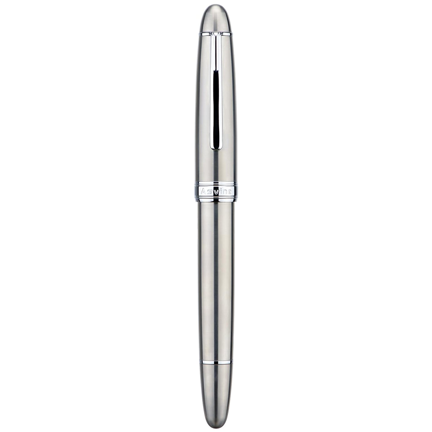Asvine J16 Solid Titanium Fountain Pen Jowo Fine Nib Piston Filling, Ink Window Design with Wrench
