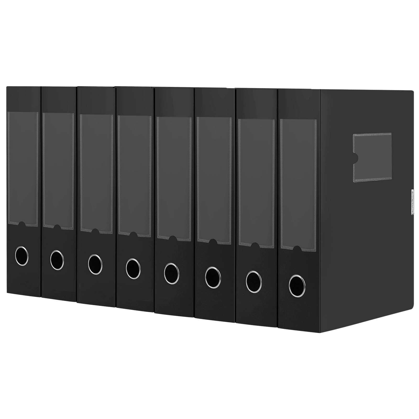 HUA JIE 8 Pack A4 Storage File Boxes Plastic Archives Cases with Lid,Black