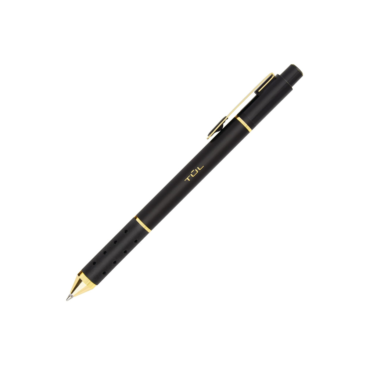 TUL® BP Series Retractable Ballpoint Pens, Mixed Metals, Medium Point, 1.0 mm, Black Barrel, Black