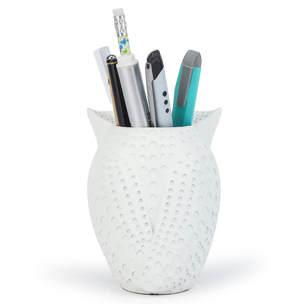 HDMbigmi Owl Pen Holder Makeup Brush Holder Desk Organizer for Desk White