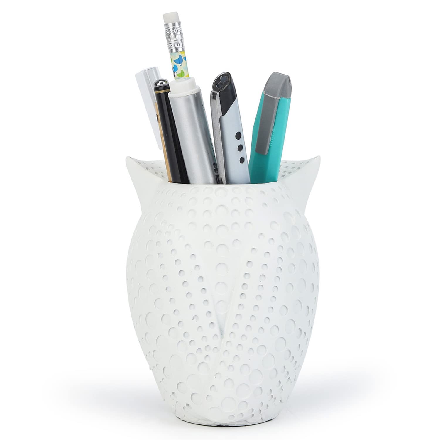 HDMbigmi Owl Pen Holder Makeup Brush Holder Desk Organizer for Desk White