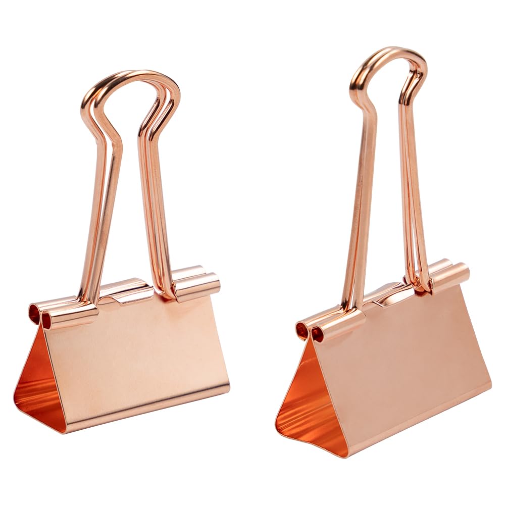 JAM PAPER Colorful Binder Clips Assortment - Medium & Large Size - Rose Gold Binderclips - 27