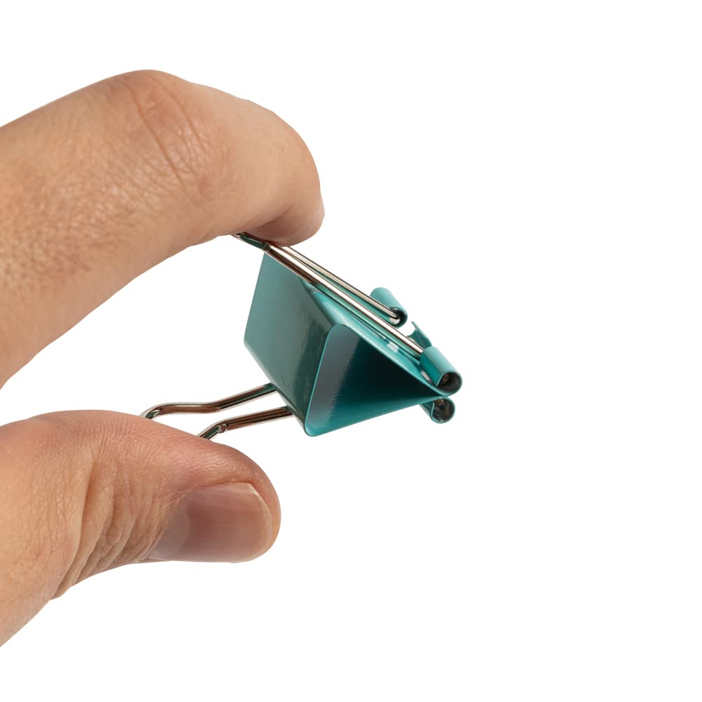 JAM PAPER Colorful Binder Clips - Medium - 1 1/4 Inch (32 mm) - Teal Binderclips - 15/Pack